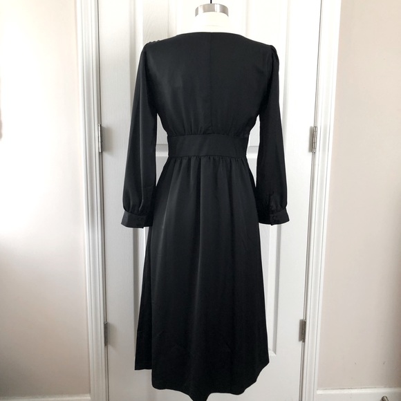 J Crew A-line Black Long Sleeve Satin Midi Dress - Picture 3 of 13